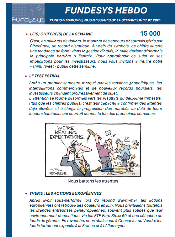 Aperçu de la lettre Fundesys Hebdo